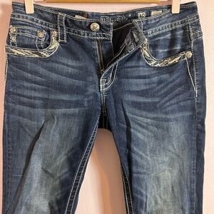 Miss Me Blue Boot Cut Jeans with Vintage Wash